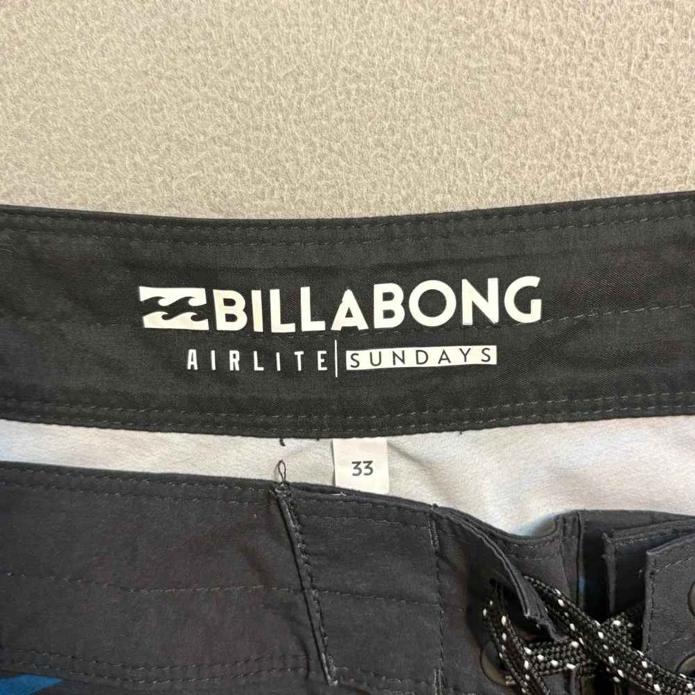 Billabong Airlite Sundays Mens 33 Board Shorts Black Rainbow Wave Stripe Swim